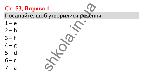 Ст. 53, Впр. 1 Відповідь до завдання Вправа 1, сторінка 53 - ГДЗ Англійська мова 5 клас Робінсон 2022 збірник вправ з граматики