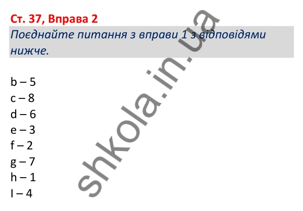 Відповідь до вправи 2, сторінка 37 - ГДЗ Робочий зошит Англійська мова 5 клас Коста (Голкомб) 2022
