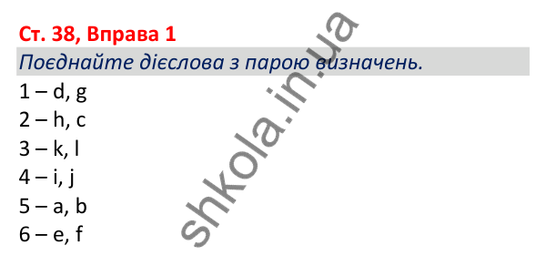 Відповідь до вправи 1, сторінка 38 - ГДЗ Робочий зошит Англійська мова 5 клас Коста (Голкомб) 2022
