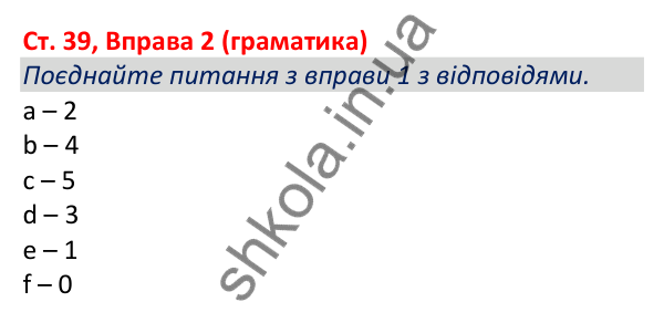 Відповідь до вправи 2 (граматика), сторінка 39 - ГДЗ Робочий зошит Англійська мова 5 клас Коста (Голкомб) 2022