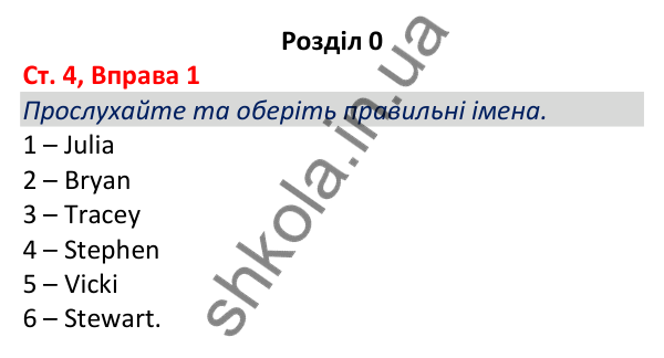 Відповідь до вправи 1, сторінка 4 - ГДЗ Робочий зошит Англійська мова 5 клас Коста (Голкомб) 2022