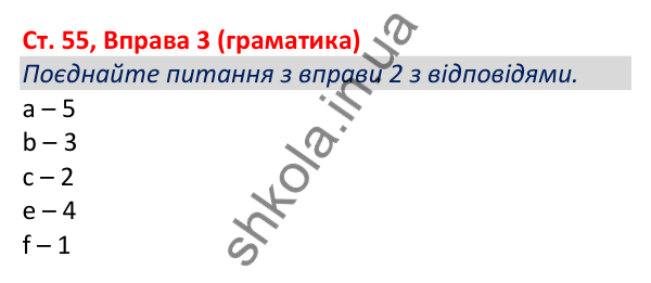 Відповідь до вправи 3 (граматика), сторінка 55 - ГДЗ Робочий зошит Англійська мова 5 клас Коста (Голкомб) 2022