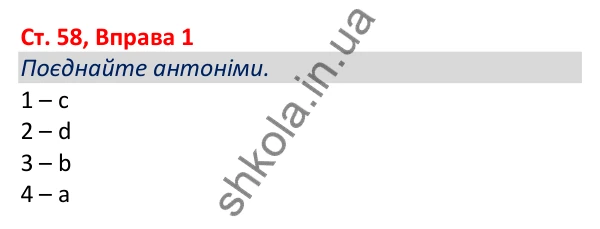 Відповідь до вправи 1, сторінка 58 - ГДЗ Робочий зошит Англійська мова 5 клас Коста (Голкомб) 2022