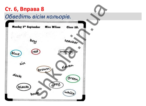 Відповідь до вправи 8, сторінка 6 - ГДЗ Робочий зошит Англійська мова 5 клас Коста (Голкомб) 2022