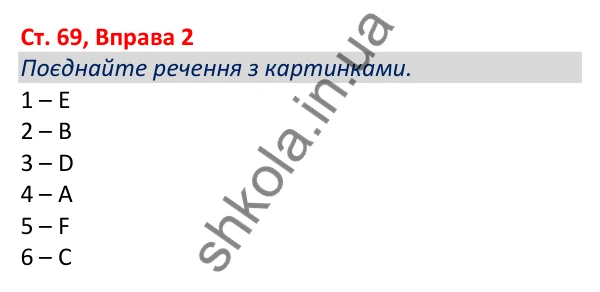 Відповідь до вправи 2, сторінка 69 - ГДЗ Робочий зошит Англійська мова 5 клас Коста (Голкомб) 2022