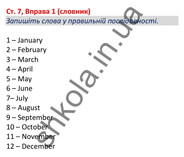 Відповідь до вправи 1 (словник), сторінка 7 - ГДЗ Робочий зошит Англійська мова 5 клас Коста (Голкомб) 2022