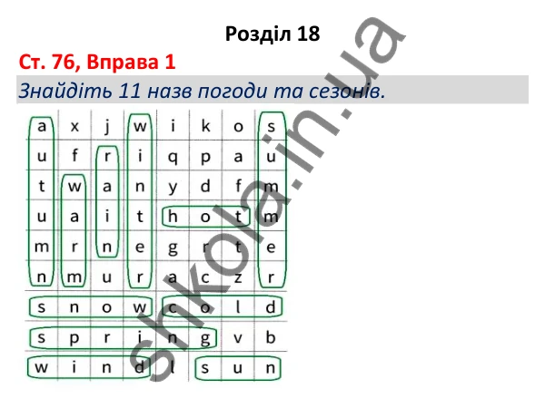 Відповідь до вправи 1, сторінка 76 - ГДЗ Робочий зошит Англійська мова 5 клас Коста (Голкомб) 2022