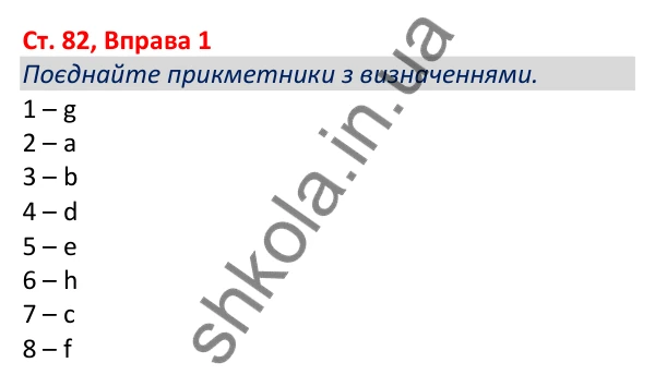 Відповідь до вправи 1, сторінка 82 - ГДЗ Робочий зошит Англійська мова 5 клас Коста (Голкомб) 2022