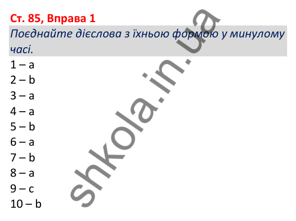 Відповідь до вправи 1, сторінка 85 - ГДЗ Робочий зошит Англійська мова 5 клас Коста (Голкомб) 2022