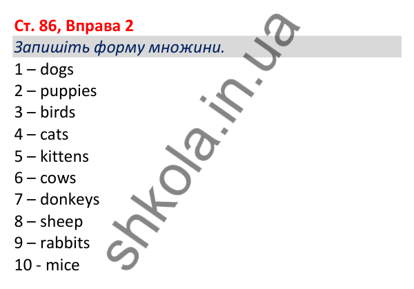 Відповідь до вправи 2, сторінка 86 - ГДЗ Робочий зошит Англійська мова 5 клас Коста (Голкомб) 2022