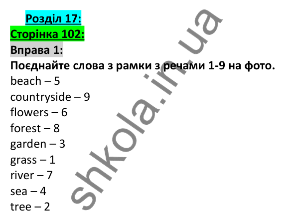 Відповідь до вправи 1, сторінка 102 - ГДЗ Англійська мова 5 клас Коста 2022