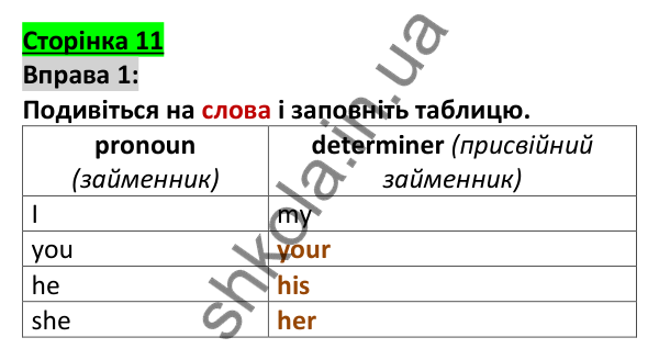 Відповідь до вправи 1, сторінка 11 - ГДЗ Англійська мова 5 клас Коста 2022
