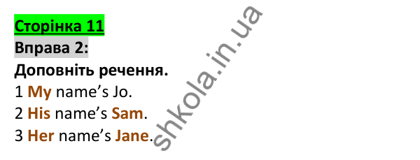 Відповідь до вправи 2, сторінка 11 - ГДЗ Англійська мова 5 клас Коста 2022