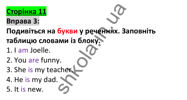 Відповідь до вправи 3, сторінка 11 - ГДЗ Англійська мова 5 клас Коста 2022