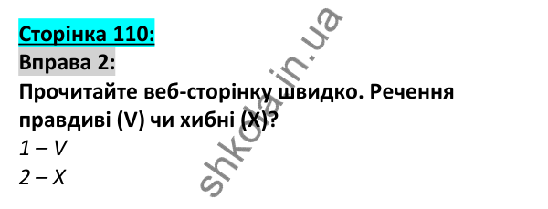 Відповідь до вправи 2, сторінка 110 - ГДЗ Англійська мова 5 клас Коста 2022