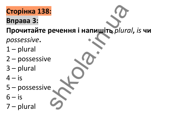 Відповідь до вправи 3, сторінка 138 - ГДЗ Англійська мова 5 клас Коста 2022