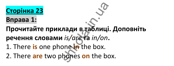 Відповідь до вправи 1, сторінка 23 - ГДЗ Англійська мова 5 клас Коста 2022