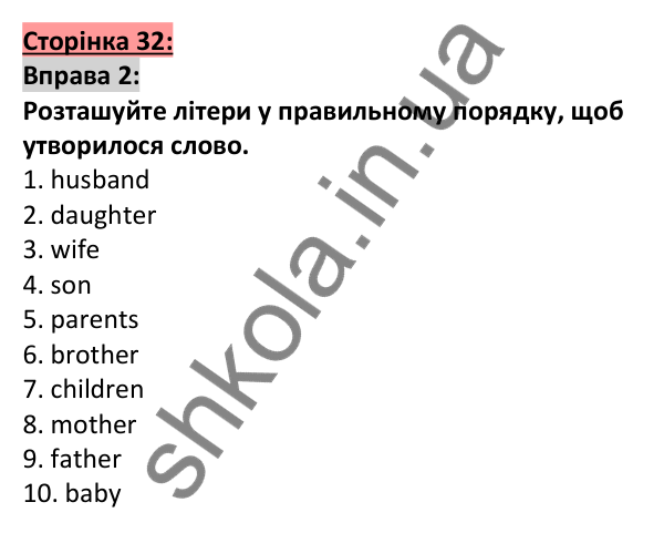Відповідь до вправи 2, сторінка 32 - ГДЗ Англійська мова 5 клас Коста 2022