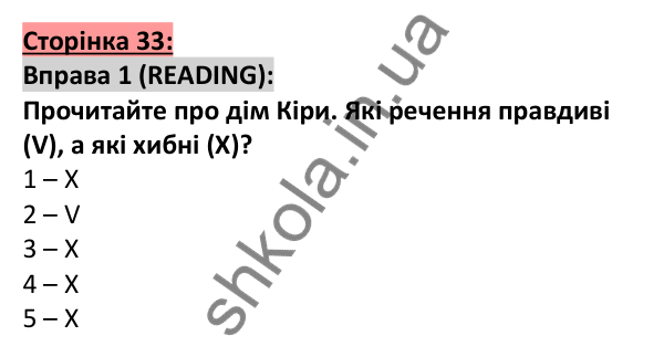 Відповідь до вправи 1, сторінка 33 - ГДЗ Англійська мова 5 клас Коста 2022