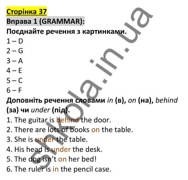 Відповідь до вправи 1, сторінка 37 - ГДЗ Англійська мова 5 клас Коста 2022