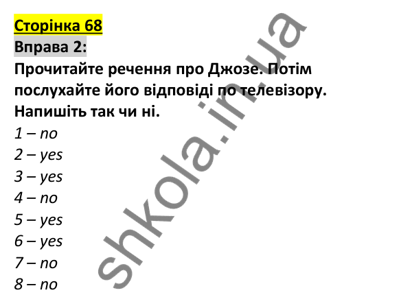 Відповідь до вправи 2, сторінка 68 - ГДЗ Англійська мова 5 клас Коста 2022
