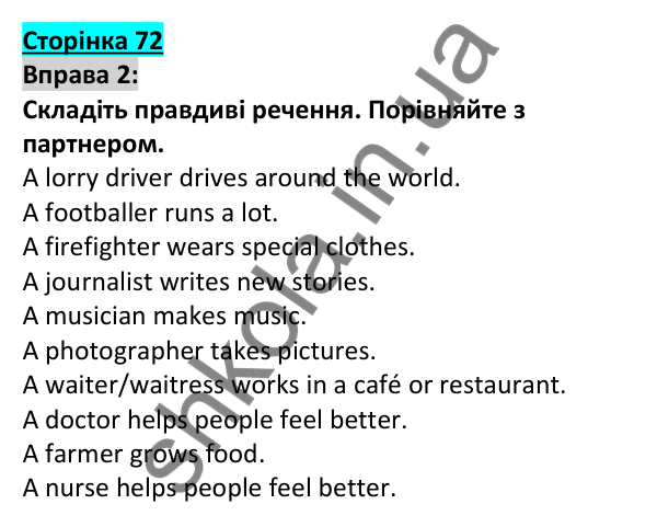 Відповідь до вправи 2, сторінка 72 - ГДЗ Англійська мова 5 клас Коста 2022