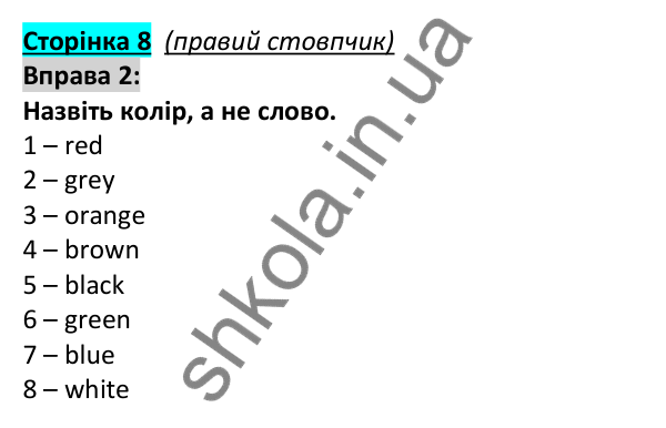 Відповідь до вправи 2, сторінка 8 - ГДЗ Англійська мова 5 клас Коста 2022