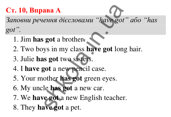 Ст. 10, Впр. A Відповідь до завдання Вправа A, сторінка 10 - ГДЗ Англійська мова 5 клас Мітчелл 2022 граматика