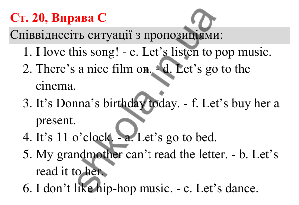 Ст. 20, Впр. C Відповідь до завдання Вправа C, сторінка 20 - ГДЗ Англійська мова 5 клас Мітчелл 2022 граматика