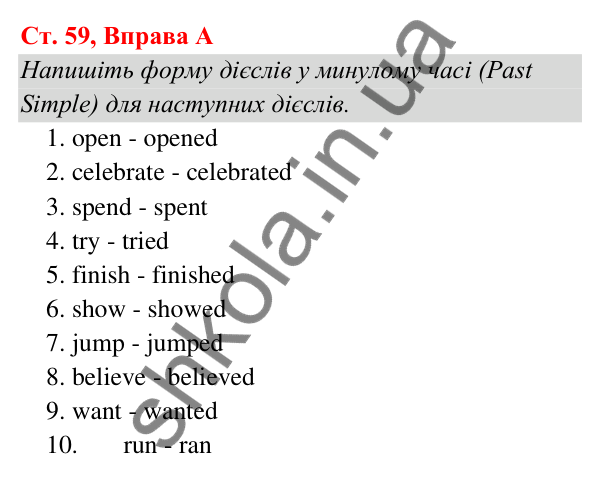 Ст. 59, Впр. A Відповідь до завдання Вправа A, сторінка 59 - ГДЗ Англійська мова 5 клас Мітчелл 2022 граматика