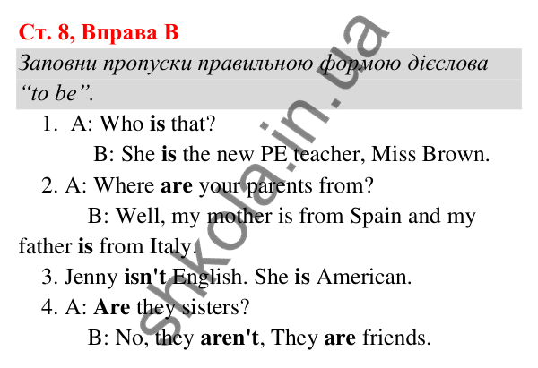 Ст. 8, Впр. B Відповідь до завдання Вправа B, сторінка 8 - ГДЗ Англійська мова 5 клас Мітчелл 2022 граматика