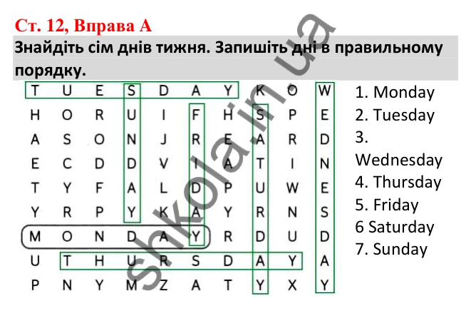 Відповідь до вправи A, сторінка 12 - ГДЗ Робочий зошит Англійська мова 5 клас Мітчелл 2022