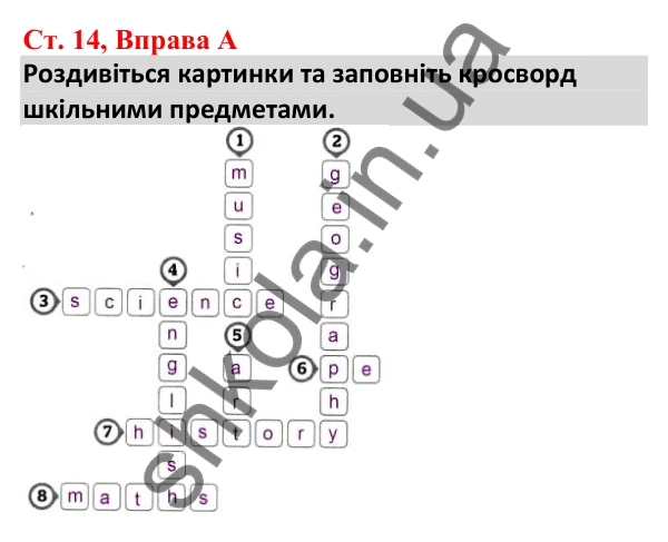 Відповідь до вправи A, сторінка 14 - ГДЗ Робочий зошит Англійська мова 5 клас Мітчелл 2022