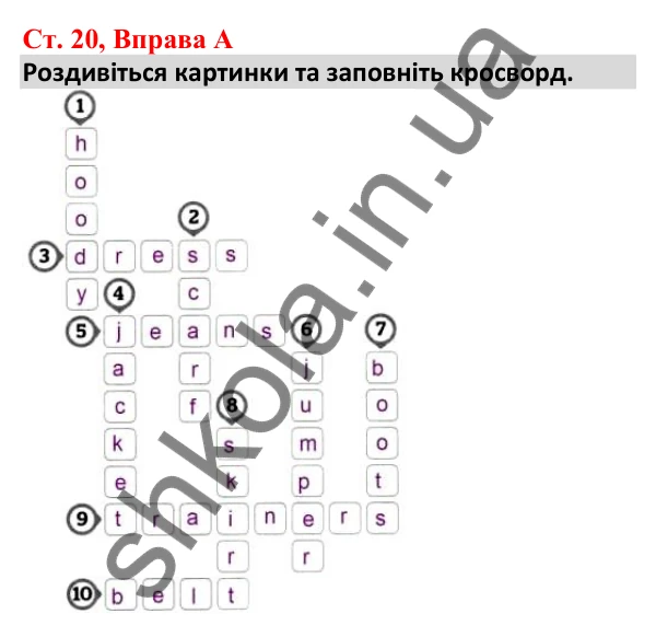 Відповідь до вправи A, сторінка 20 - ГДЗ Робочий зошит Англійська мова 5 клас Мітчелл 2022