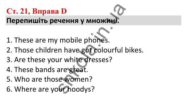 Відповідь до вправи D, сторінка 21 - ГДЗ Робочий зошит Англійська мова 5 клас Мітчелл 2022