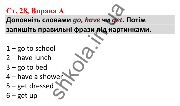 Відповідь до вправи A, сторінка 28 - ГДЗ Робочий зошит Англійська мова 5 клас Мітчелл 2022