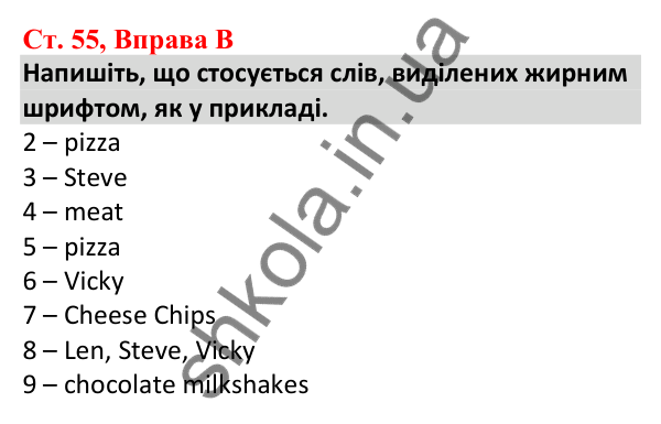 Відповідь до вправи B, сторінка 55 - ГДЗ Робочий зошит Англійська мова 5 клас Мітчелл 2022