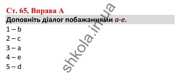 Відповідь до вправи A, сторінка 65 - ГДЗ Робочий зошит Англійська мова 5 клас Мітчелл 2022