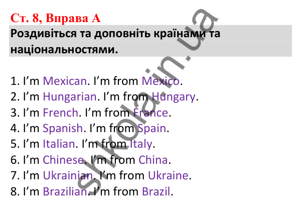 Відповідь до вправи A, сторінка 8 - ГДЗ Робочий зошит Англійська мова 5 клас Мітчелл 2022