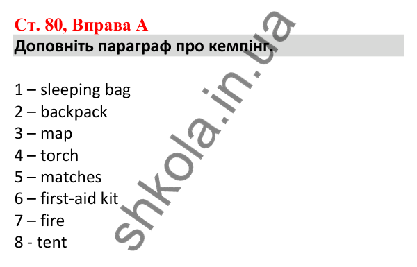 Відповідь до вправи A, сторінка 80 - ГДЗ Робочий зошит Англійська мова 5 клас Мітчелл 2022