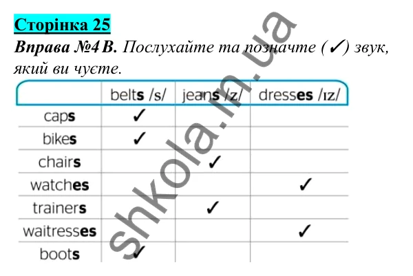 Відповідь до завдання Вправа №4, сторінка 25 - ГДЗ Англійська мова 5 клас Мітчелл
