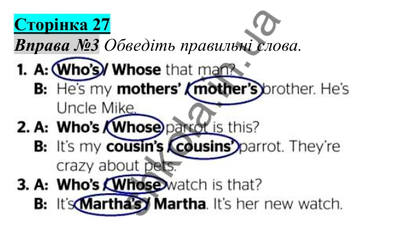 Відповідь до завдання Вправа №3, сторінка 27 - ГДЗ Англійська мова 5 клас Мітчелл