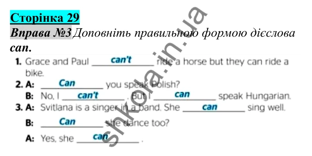 Відповідь до завдання Вправа №3, сторінка 29 - ГДЗ Англійська мова 5 клас Мітчелл