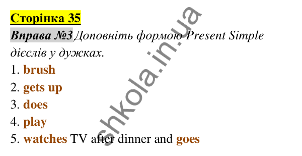 Відповідь до завдання Вправа №3, сторінка 35 - ГДЗ Англійська мова 5 клас Мітчелл