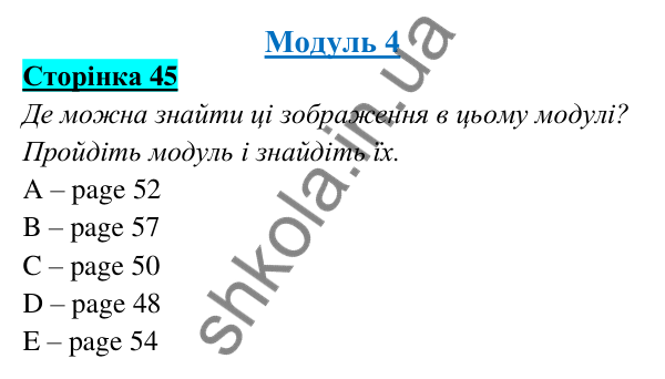 Відповідь до завдання Модуль 4, сторінка 45 - ГДЗ Англійська мова 5 клас Мітчелл