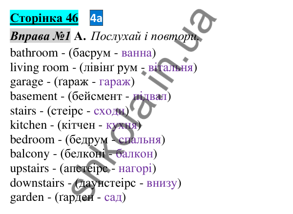 Відповідь до завдання Вправа №1, сторінка 46 - ГДЗ Англійська мова 5 клас Мітчелл