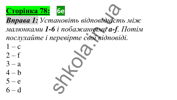 Відповідь до завдання Вправа №1, сторінка 78 - ГДЗ Англійська мова 5 клас Мітчелл