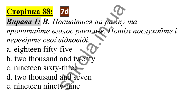 Відповідь до завдання Вправа №1, сторінка 88 - ГДЗ Англійська мова 5 клас Мітчелл