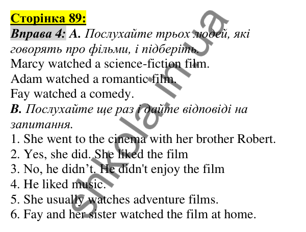Відповідь до завдання Вправа №4, сторінка 89 - ГДЗ Англійська мова 5 клас Мітчелл