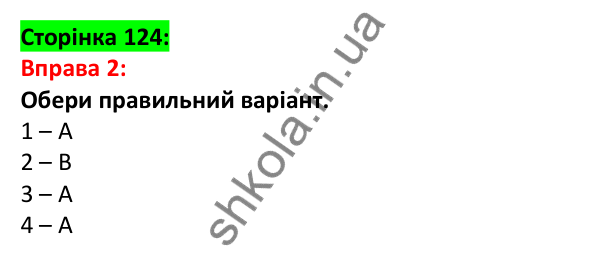 Відповідь до вправи 2, сторінка 124 - ГДЗ Англійська мова 5 клас Задорожна 2022